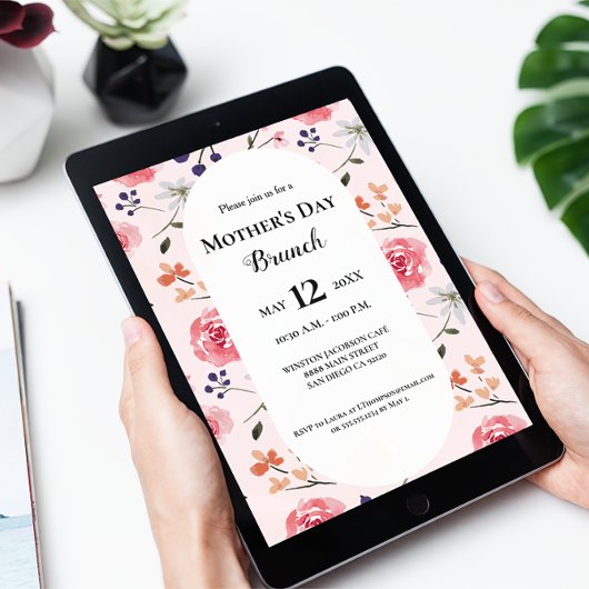 Bloemen Roze Rozen Pioenen Moederdag brunch Kaart