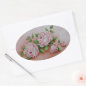 Bloemen  roze rozenbloemen armoedige chique Rozen Ovale Sticker (Envelop)