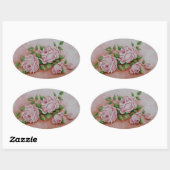 Bloemen  roze rozenbloemen armoedige chique Rozen Ovale Sticker (Vel)