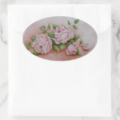Bloemen  roze rozenbloemen armoedige chique Rozen Ovale Sticker (Tas)