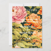 Bloemen Roze Sinaasappel Groen Lijst Elegante brui Kaart (Voorkant)