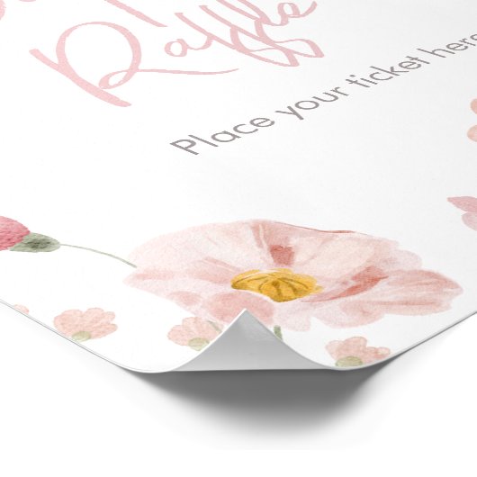 Bloemen Roze Spring Baby in Bloom Luier Raffle Poster (Hoek)