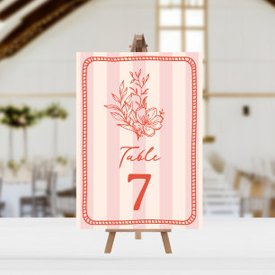 Bloemen roze streep bruiloft kaart