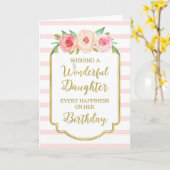 Bloemen Roze Streep Dochter Verjaardag Kaart (Gele Bloem)