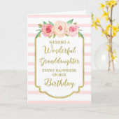  Bloemen Roze Streep Kleindochter Verjaardag Kaart (Gele Bloem)