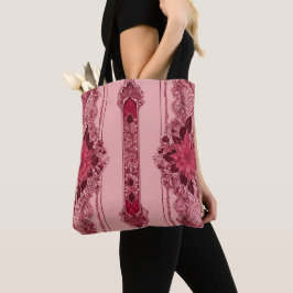 Bloemen Roze Strepen AI kunst Tote Bag