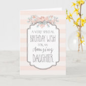  Bloemen Roze Strepen Dochter Verjaardag Kaart (Gele Bloem)