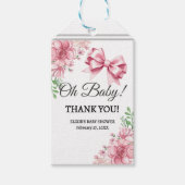 Bloemen Roze strik Baby shower Cadeaulabel (Voorkant)
