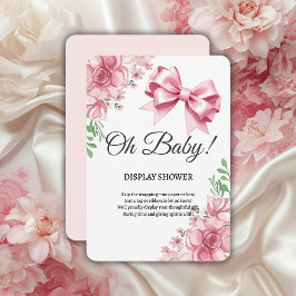 Bloemen Roze strik Baby shower Informatiekaartje