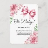 Bloemen Roze strik Baby shower Informatiekaartje (Voorkant)