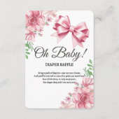 Bloemen Roze strik Baby shower Informatiekaartje (Voorkant)