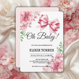 Bloemen Roze strik Baby shower Kaart