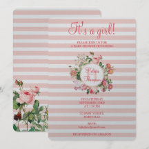  bloemen Roze stripes Baby shower Baby Girl