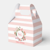 bloemen Roze stripes Monogram Baby shower Bedankdoosjes (Achterkant)