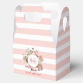 bloemen Roze stripes Monogram Baby shower Bedankdoosjes (Geopend)