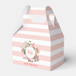  bloemen Roze stripes Monogram Baby shower Bedankdoosjes