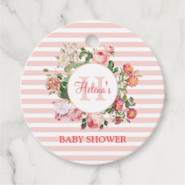  bloemen Roze stripes Monogram Baby shower Bedankjes Labels