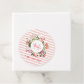  bloemen Roze stripes Monogram Baby shower Bedankjes Labels (In situ)