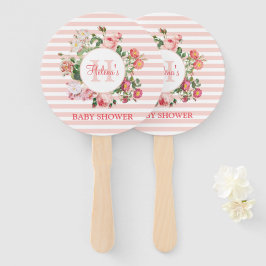  bloemen Roze stripes Monogram Baby shower Handwaaier