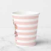  bloemen Roze stripes Monogram Baby shower Papieren Bekers (Achterkant)