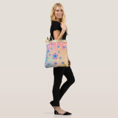 bloemen roze tote bag (Op model)