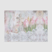  Bloemen Roze Tulp Cross Lace Decoupage Tissuepapier (Voorkant)