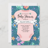 Bloemen Roze Turquoise Blauwe Bloemige Baby Shower Kaart (Voorkant)