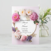 Bloemen roze walima bruiloft uitnodiging (Staand voorkant)