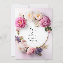 Bloemen roze walima bruiloft uitnodiging