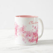 Bloemen Roze Waterverf Beste 2e Neef Ooit Tweekleurige Koffiemok (Voorkant rechts)