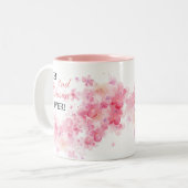 Bloemen Roze Waterverf Beste 2e Neef Ooit Tweekleurige Koffiemok (Voorkant links)