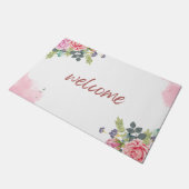 BLOEMEN ROZE WELKOM DEURMAT (Schuin)