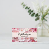 Bloemen roze wit foto QR logo Visitekaartje (Staand voorkant)