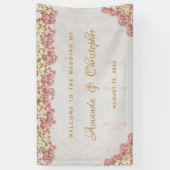 Bloemen Roze Wit Orchideeën Marmeren Script Bruilo Spandoek (Verticaal)