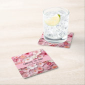 Bloemen roze witte naam verjaardagsfeestje kartonnen onderzetters (Insitu)