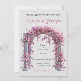 Bloemen roze zacht grijs bruiloft uitnodiging