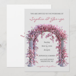 Bloemen  roze zacht grijs bruiloft uitnodiging