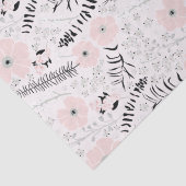 Bloemen roze zwart botanisch patroon tissuepapier (Detail)