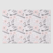 Bloemen roze zwart botanisch patroon tissuepapier (Voorkant)