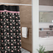Bloemen Roze Zwarte Badkamer Douchegordijn