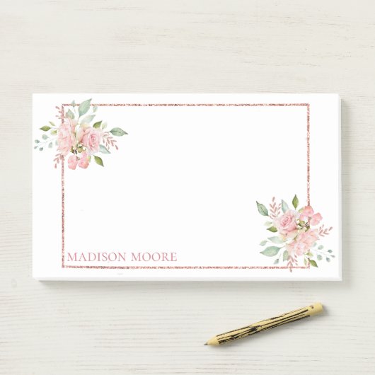 Bloemen Rozen Aangepaste naam Post-it® Notes (Op bureau)