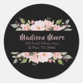 Bloemen Rozen Adres Envelop Seal Ronde Sticker (Voorkant)