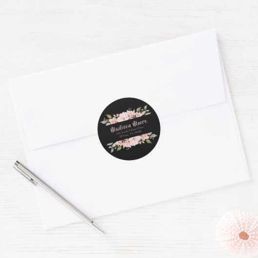 Bloemen Rozen Adres Envelop Seal Ronde Sticker (Envelop)