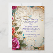  Bloemen rozen blauw Goud roze verjaardagsfeestje Kaart (Achterkant)