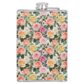  bloemen Rozen Botanische bloemen Monogrammed Heupfles (Achterkant)