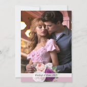  Bloemen Rozen & Dusty Mauve Foto Bruiloft Kaart (Achterkant)