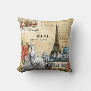 Bloemen Rozen Eiffeltoren Marie Antoinette Kussen