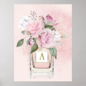 Bloemen Rozen Elegant parfume Flesmonogram Poster (Voorkant)