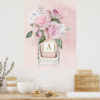 Bloemen Rozen Elegant parfume Flesmonogram