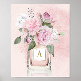 Bloemen Rozen Elegant parfume Flesmonogram Poster